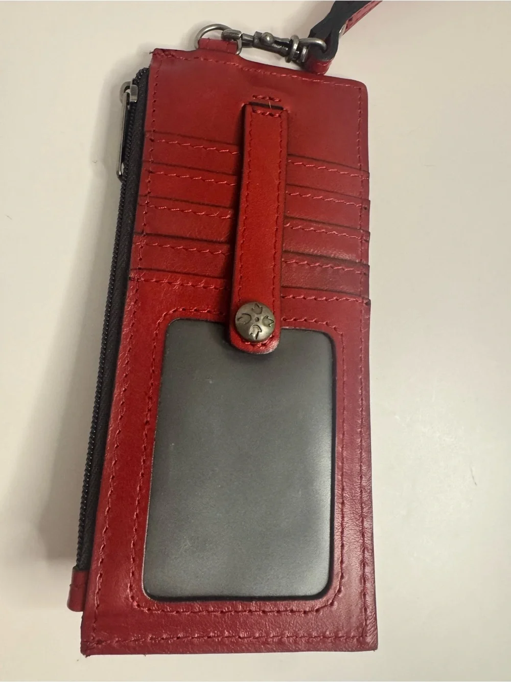 #436 Patricia Nash Slim Red Leather Card Holder Wristlet Wallet